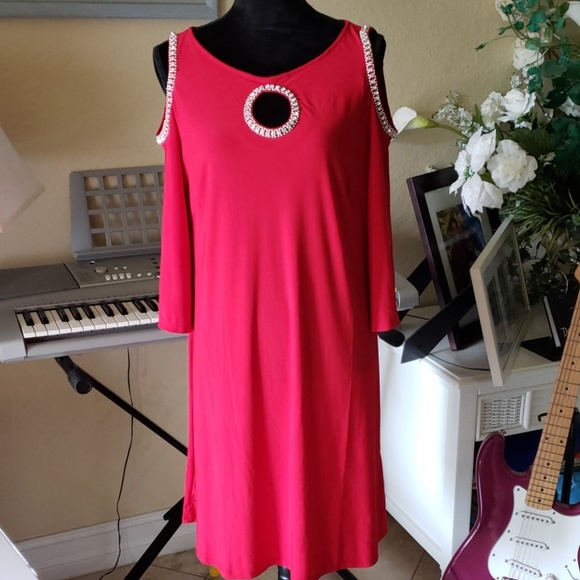 💥💖J.B.S georgeous red/rhinestones dress💐 - Picture 3 of 6